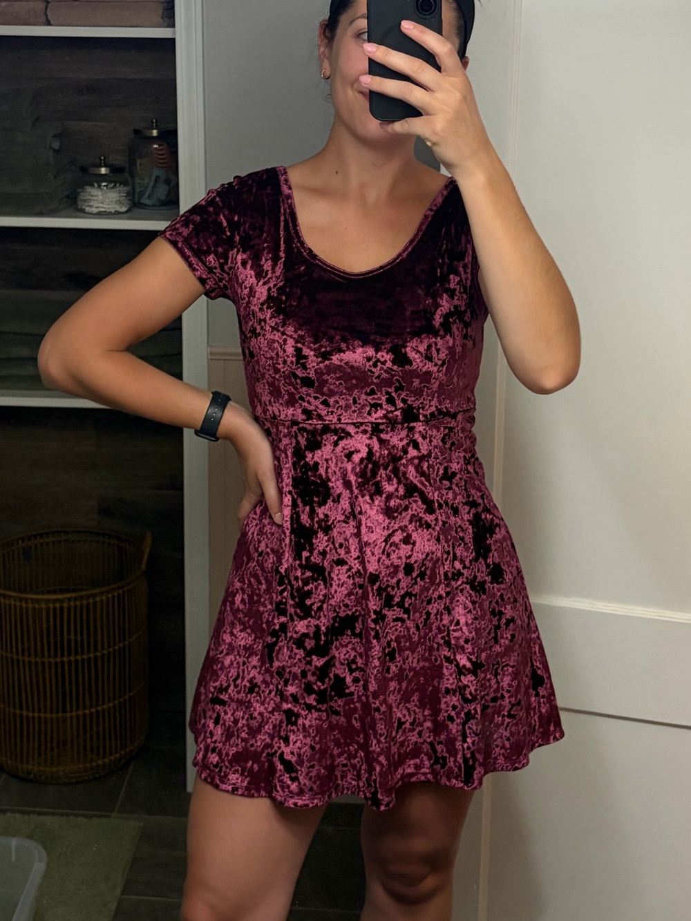Crushed Velvet Fit & Flare Dress